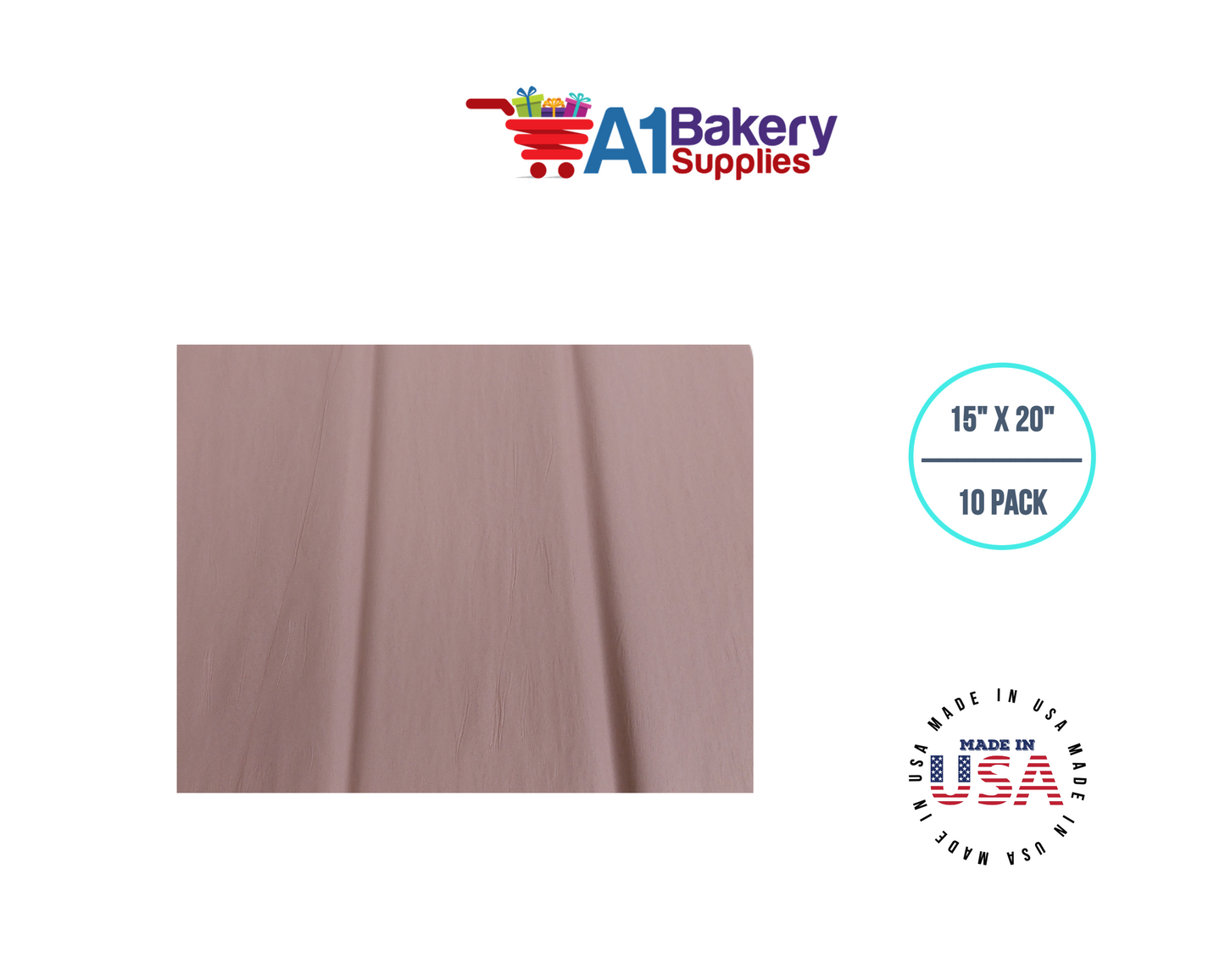 Rose gold Tissue Paper Squares, Bulk 10 Sheets, Premium Gift Wrap and Art Supplies for Birthdays, Holidays, or Presents by A1BakerySupplies, Large 15 Inch x 20 Inch