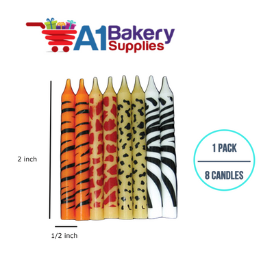 A1BakerySupplies Animal Print Birthday Candles 1 pack for Birthday Cake Decorations and Anniversary
