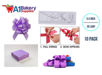 A1BakerySupplies 10 Pieces Pull Bow for Gift Wrapping Gift Bows Pull Bow With Ribbon for Wedding Gift Baskets, 5.5 Inch 20 Loop in Lavender Color