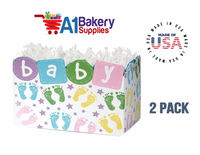 Baby Steps Basket Box, Theme Gift Box, Large 10.25 (Length) x 6 (Width) x 7.5 (Height), 2 Pack