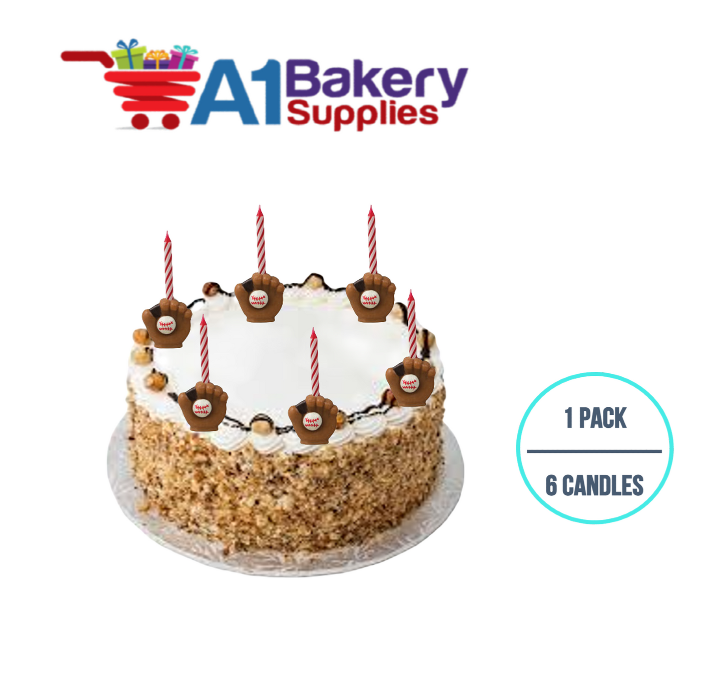 A1BakerySupplies Baseball Glove Candleholder Sets 1 pack for Birthday Cake Decorations and Anniversary
