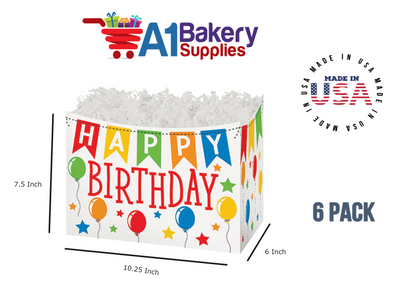 Birthday Banner Basket Box, Theme Gift Box, Large 10.25 (Length) x 6 (Width) x 7.5 (Height), 6 Pack