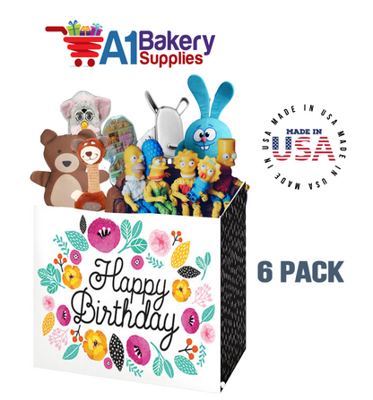 Birthday Flowers Basket Box, Theme Gift Box, Small 6.75 (Length) x 4 (Width) x 5 (Height), 6 Pack