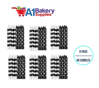 A1BakerySupplies Black And White Stripes And Dots Candles 6 pack for Birthday Cake Decorations and Anniversary