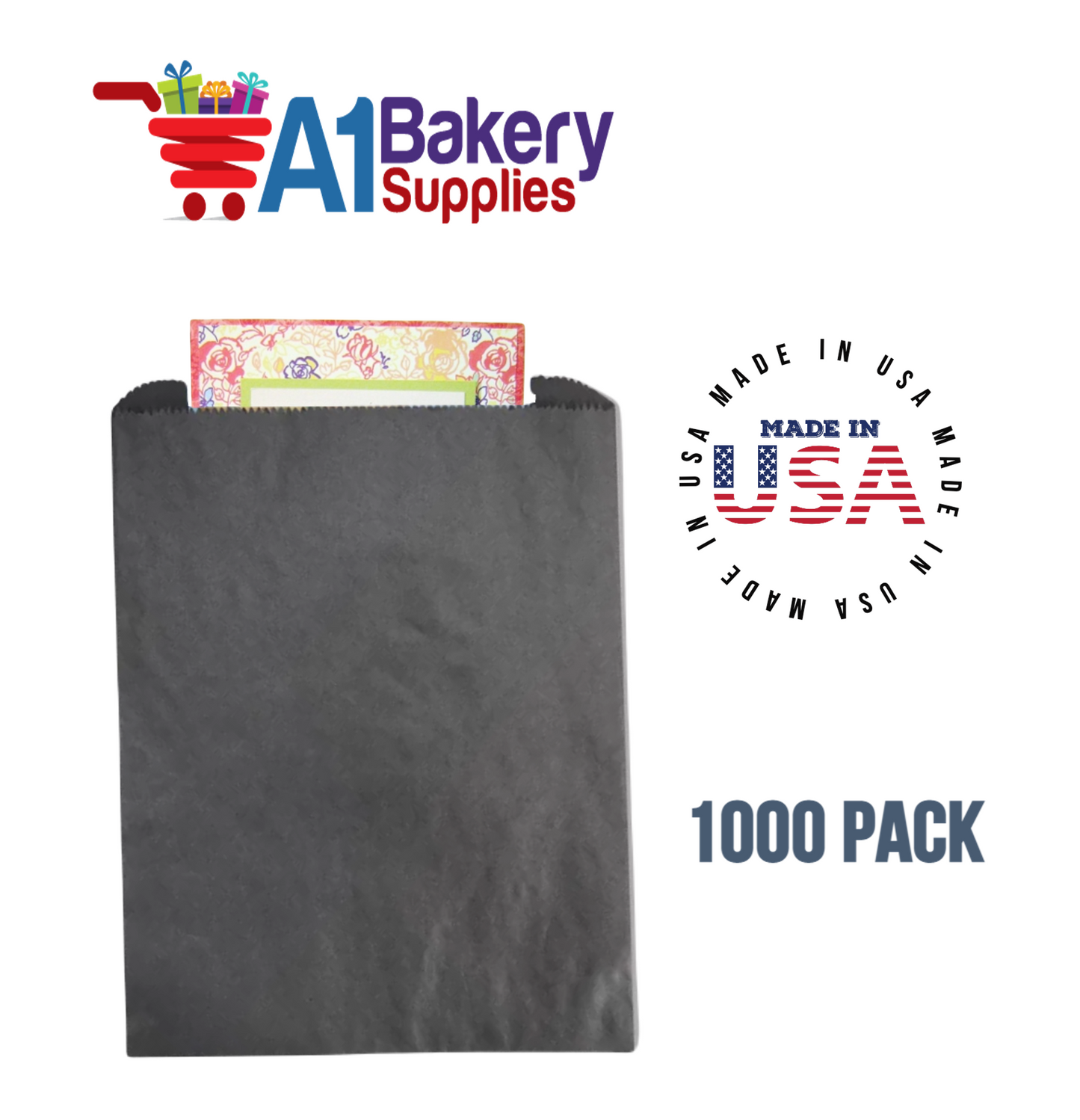 Black Flat Merchandise Bags, Medium, 1000 Pack - 12"x15"