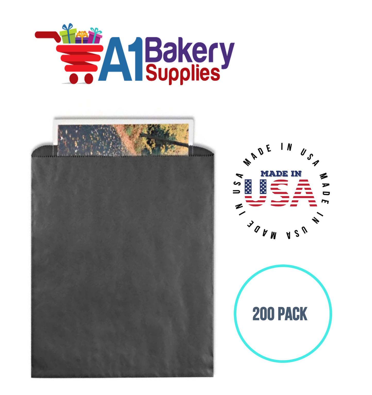 Black Flat Merchandise Bags, Medium, 200 Pack - 12"x15"