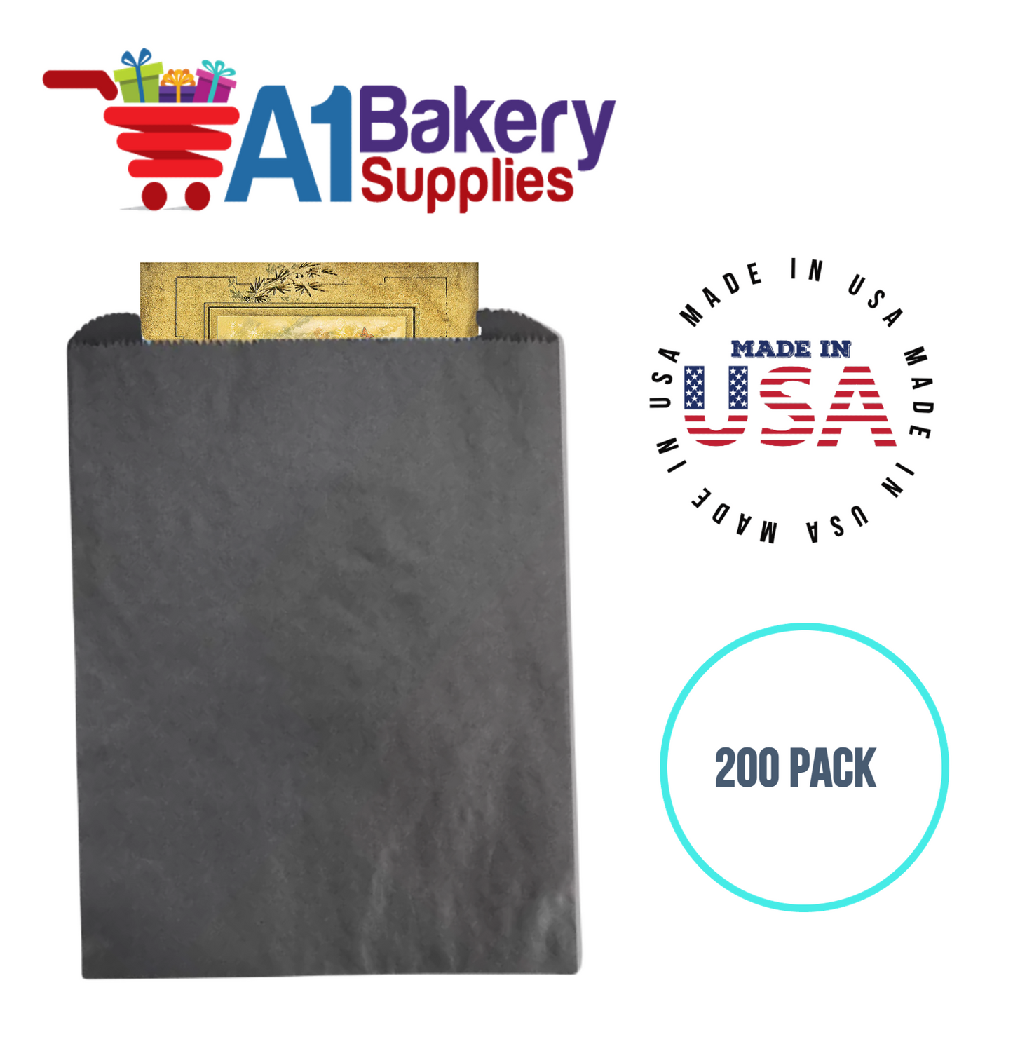 Black Flat Merchandise Bags, Medium, 200 Pack - 12"x15"
