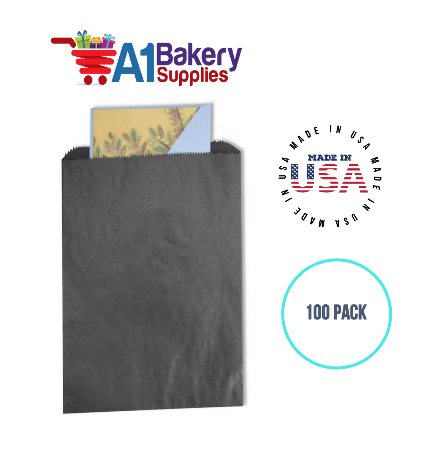Black Flat Merchandise Bags, Small, 100 Pack - 10"x13"