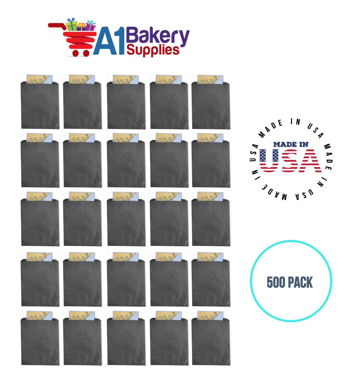 Black Flat Merchandise Bags, Medium, 500 Pack - 8.5"x11"