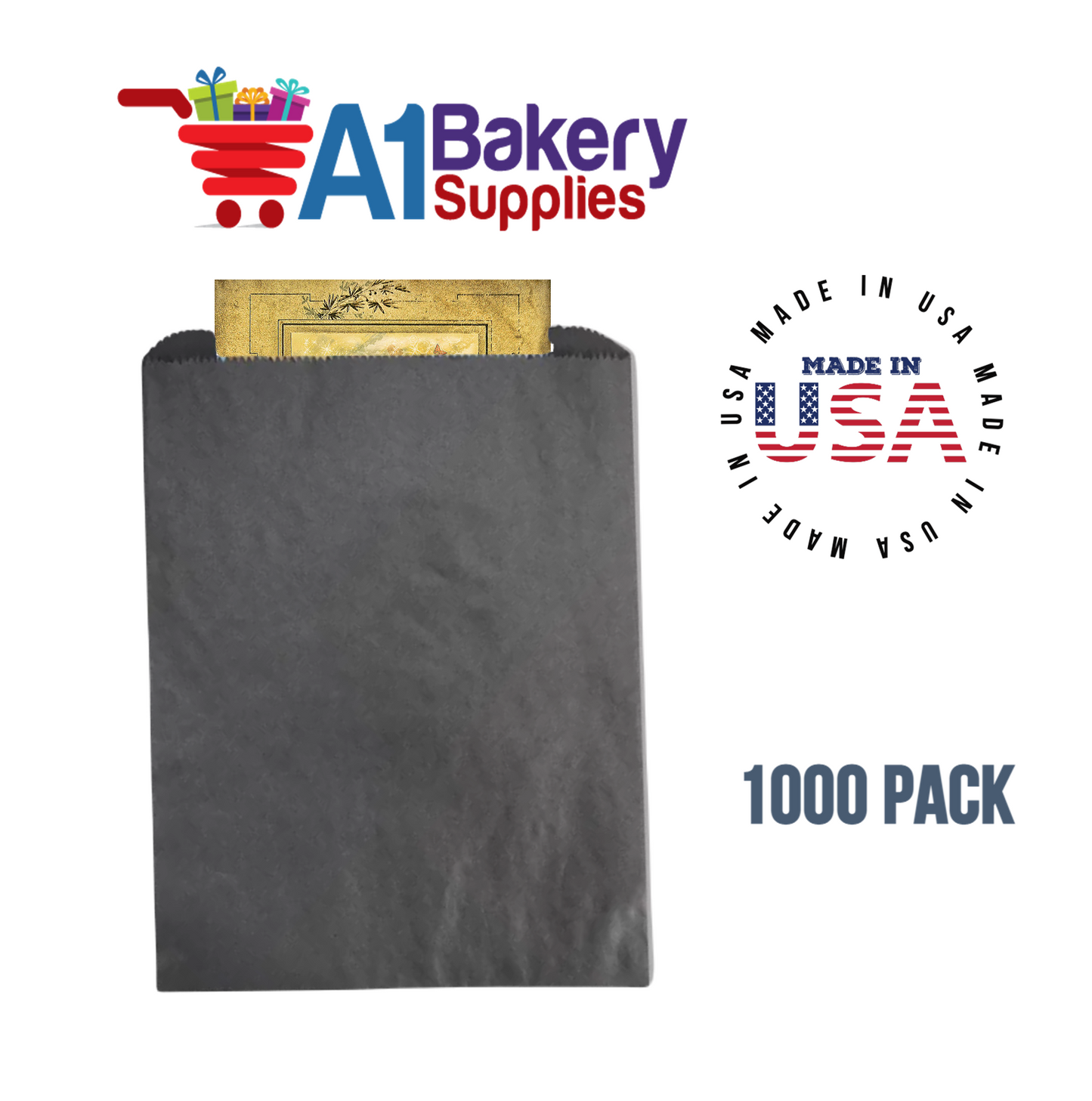 Black Flat Merchandise Bags, Medium, 1000 Pack - 10"x13"