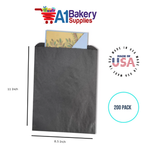 Black Flat Merchandise Bags, Medium, 200 Pack - 8.5"x11"