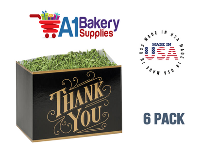 Black & Gold Thanks Basket Box, Theme Gift Box, Large 10.25 (Length) x 6 (Width) x 7.5 (Height), 6 Pack