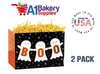 Boo Ghosts Basket Box, Theme Gift Box, Large 10.25 (Length) x 6 (Width) x 7.5 (Height), 2 Pack