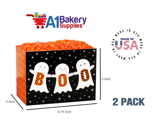 Boo Ghosts Basket Box, Theme Gift Box, Small 6.75 (Length) x 4 (Width) x 5 (Height), 2 Pack