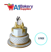 A1BakerySupplies Bride & Groom W/Lace Dress - A.A. 6 pack Wedding Accessories for Birthday Cake Decorations and Marriages