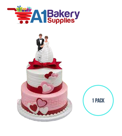 A1BakerySupplies Bride & Groom W/Lace Dress 1 pack Wedding Accessories for Birthday Cake Decorations and Marriages