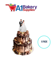 A1BakerySupplies Bride & Groom W/Lace Dress 6 pack Wedding Accessories for Birthday Cake Decorations and Marriages