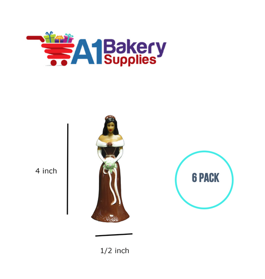 A1BakerySupplies Bridesmaid - Brown - A.A. 6 pack Wedding Accessories for Birthday Cake Decorations and Marriages
