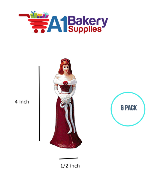 A1BakerySupplies Bridesmaid - Burgundy 6 pack Wedding Accessories for Birthday Cake Decorations and Marriages