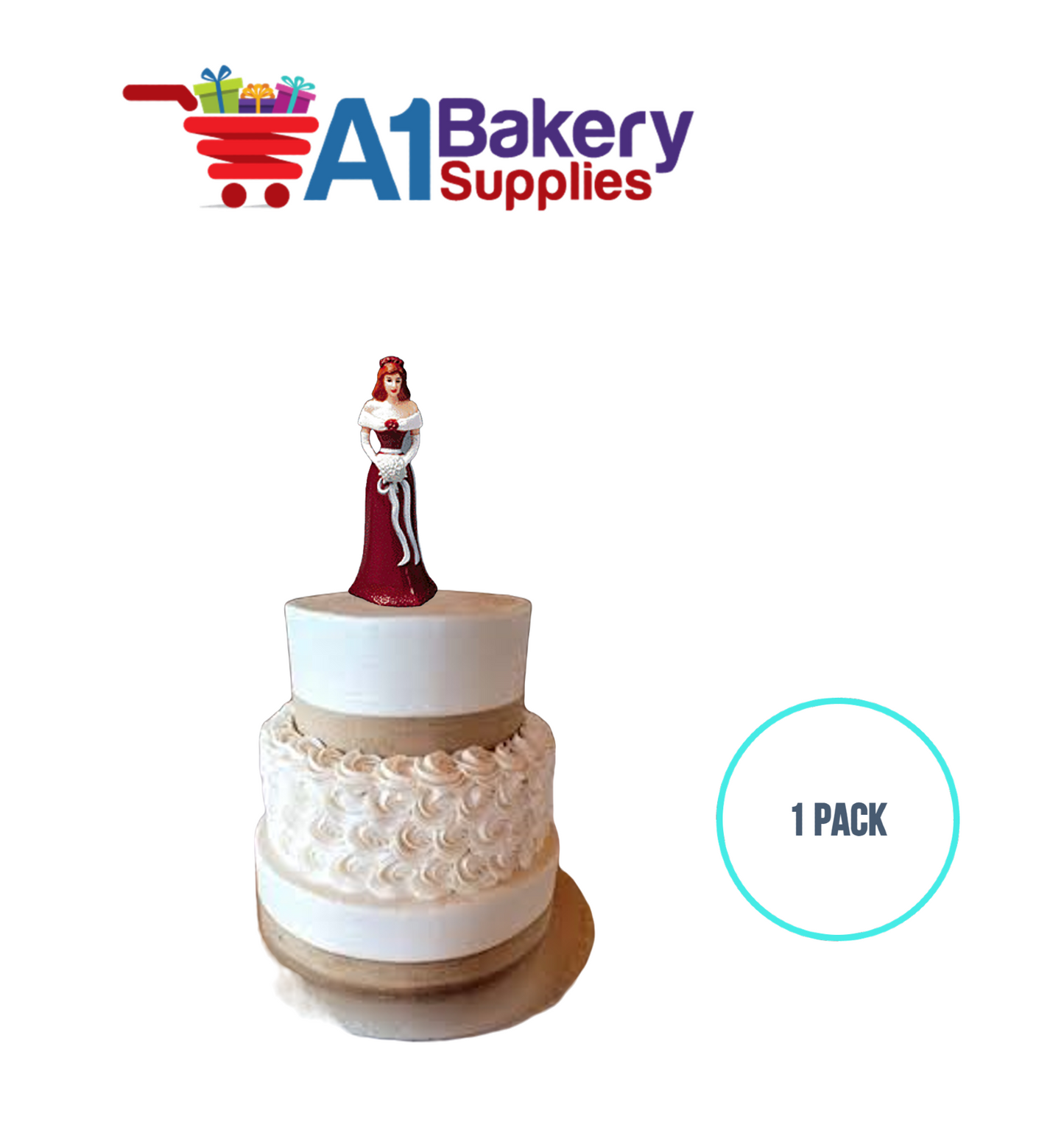 A1BakerySupplies Bridesmaid - Burgundy 1 pack Wedding Accessories for Birthday Cake Decorations and Marriages