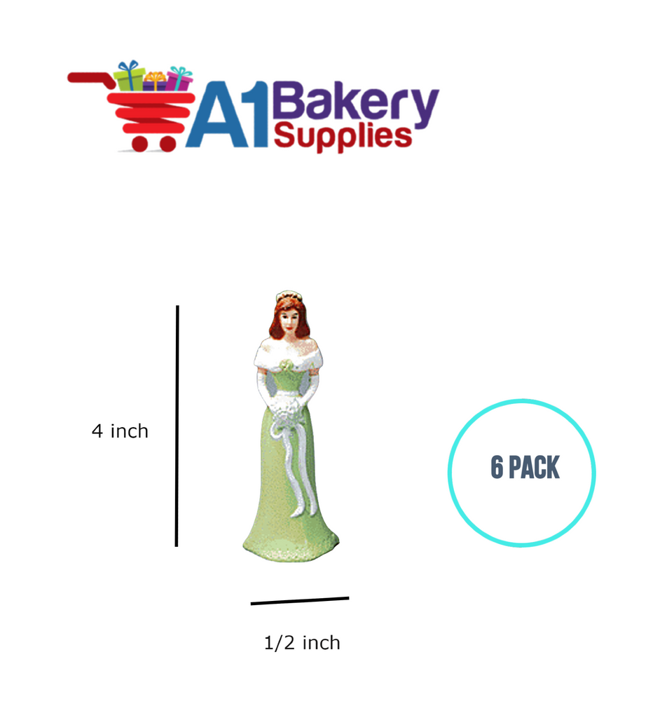 A1BakerySupplies Bridesmaid - Green - A.A. 6 pack Wedding Accessories for Birthday Cake Decorations and Marriages