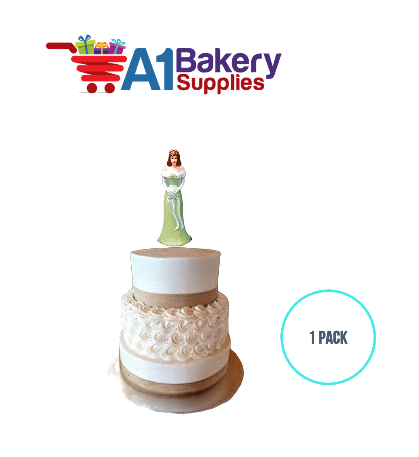 A1BakerySupplies Bridesmaid - Green 1 pack Wedding Accessories for Birthday Cake Decorations and Marriages