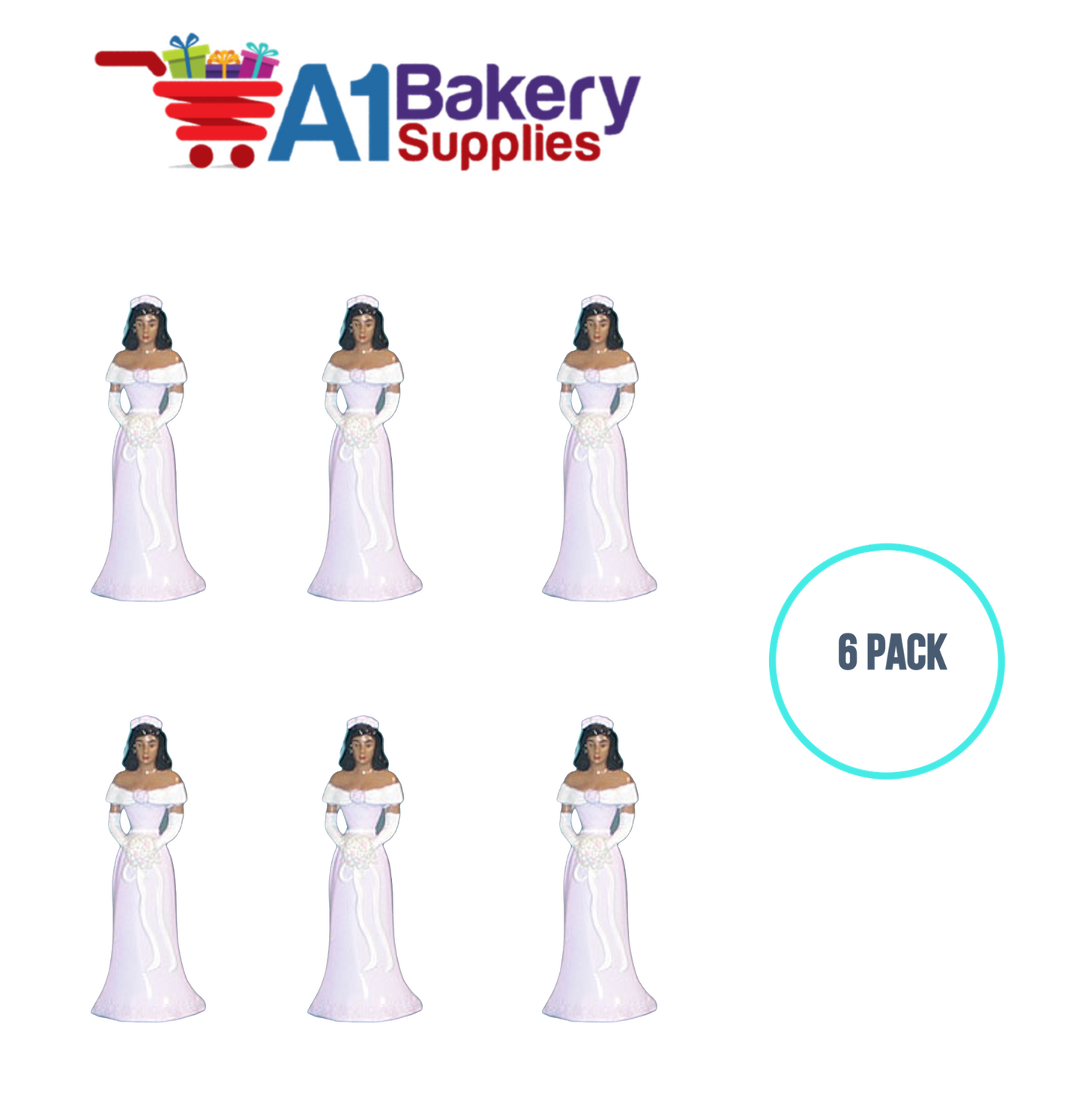 A1BakerySupplies Bridesmaid - Lavender - A.A. 6 pack Wedding Accessories for Birthday Cake Decorations and Marriages