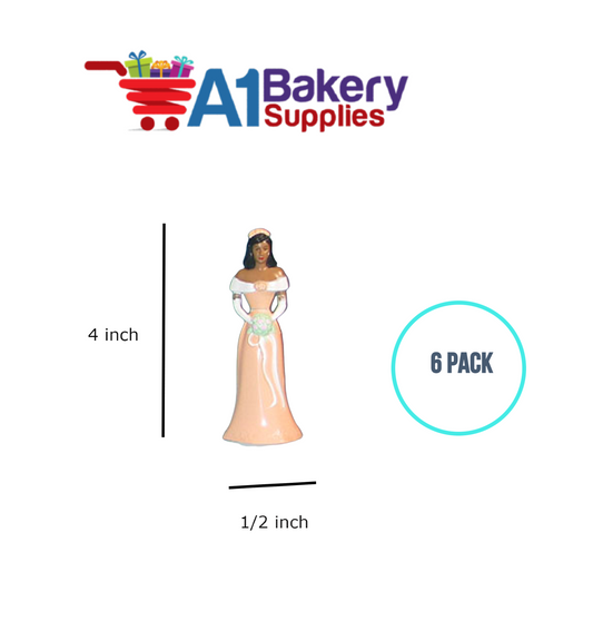 A1BakerySupplies Bridesmaid - Peach - A.A. 6 pack Wedding Accessories for Birthday Cake Decorations and Marriages