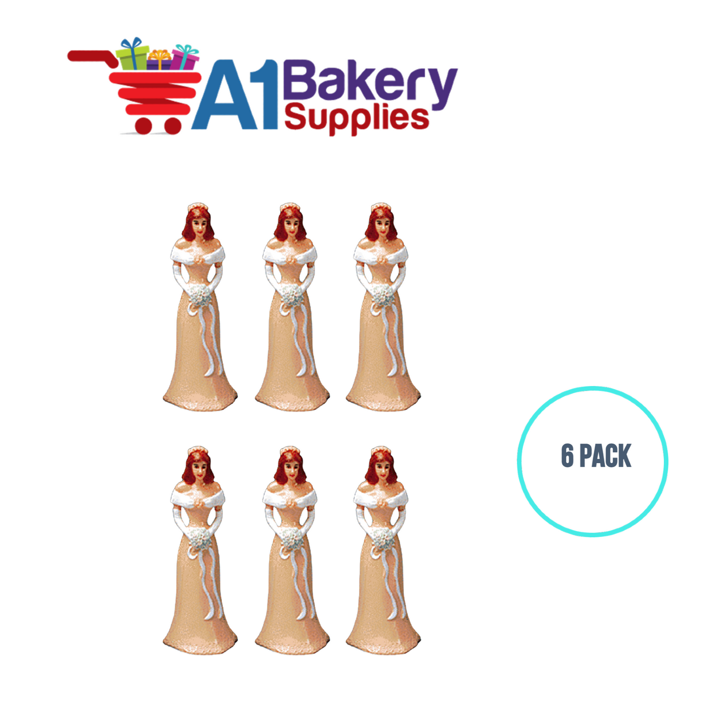 A1BakerySupplies Bridesmaid - Peach 6 pack Wedding Accessories for Birthday Cake Decorations and Marriages