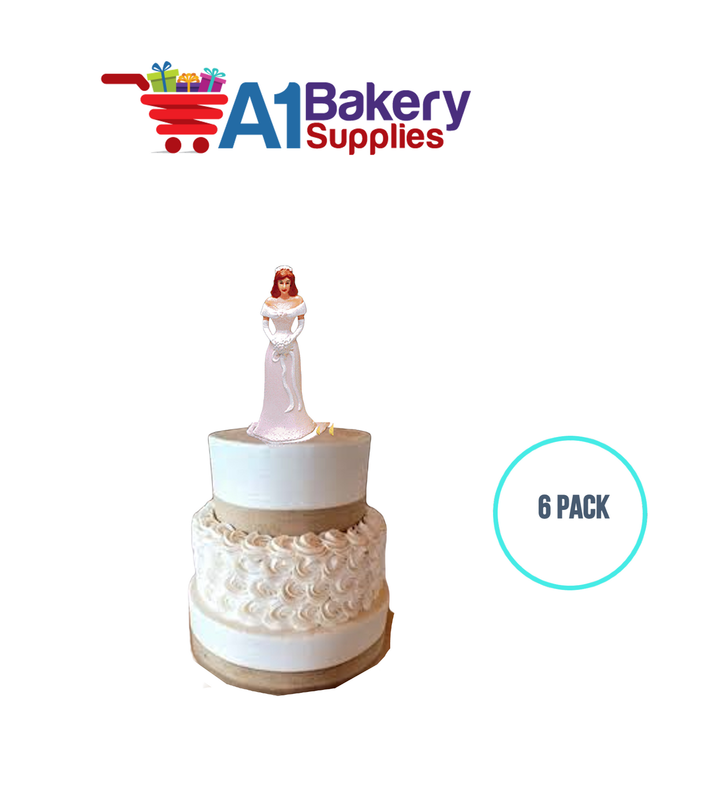 A1BakerySupplies Bridesmaid - Pink 6 pack Wedding Accessories for Birthday Cake Decorations and Marriages