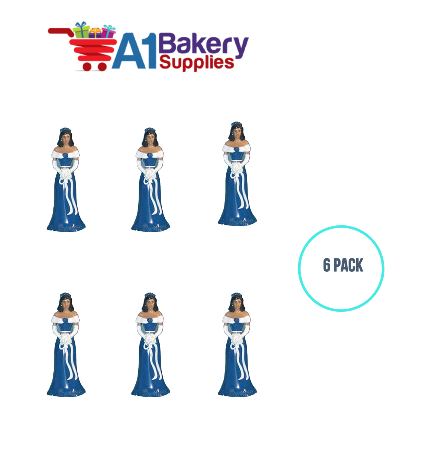 A1BakerySupplies Bridesmaid - Royal Blue - A.A. 6 pack Wedding Accessories for Birthday Cake Decorations and Marriages
