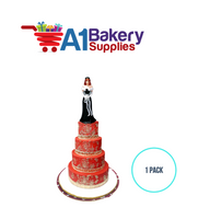 A1BakerySupplies Bridesmaid (White)-Black Dress 1 pack Wedding Accessories for Birthday Cake Decorations and Marriages