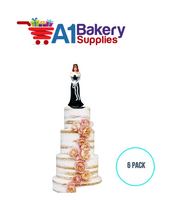 A1BakerySupplies Bridesmaid (White)-Black Dress 6 pack Wedding Accessories for Birthday Cake Decorations and Marriages