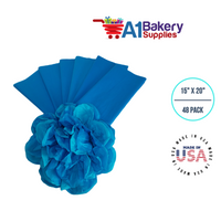 Brilliant Blue Bulk Tissue Paper 15 Inch x 20 Inch - 48 Sheets premium Tissue Paper
