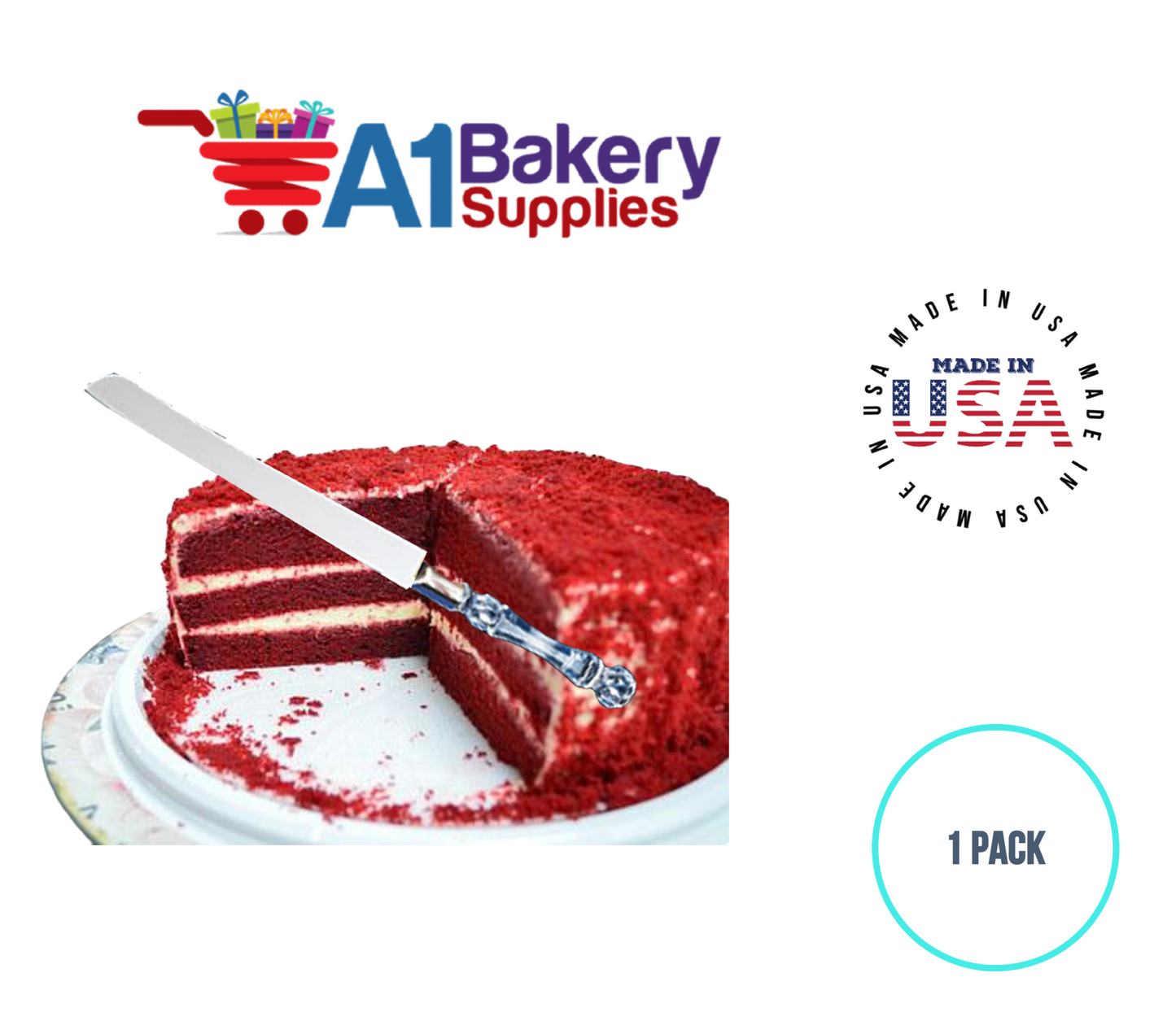 A1BakerySupplies Cake Knife - Crystal Handle 1 pack Wedding Accessories for Birthday Cake Decorations and Anniversary