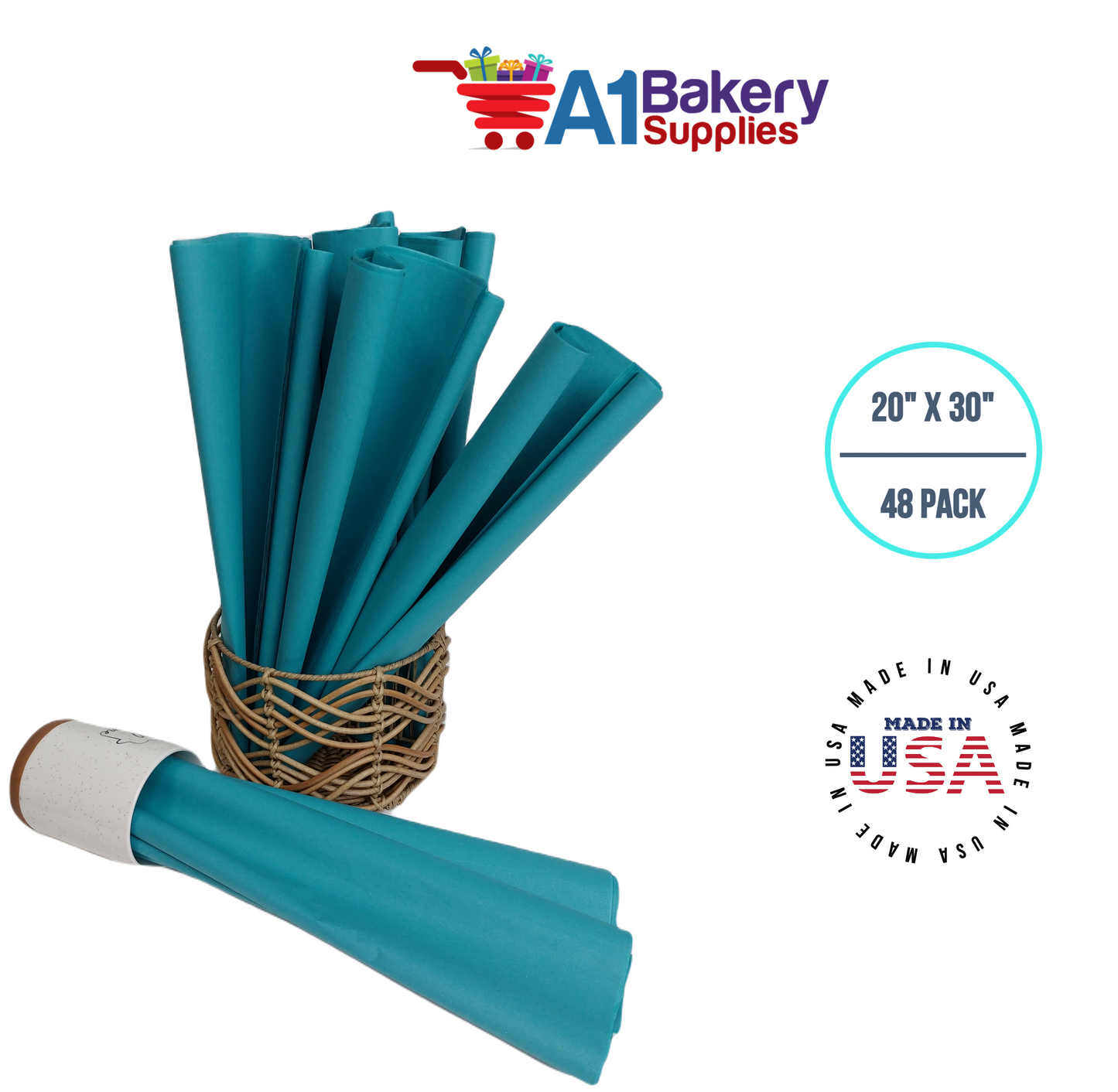 Caribbean Teal Bulk Tissue Paper 20 Inch x 30 Inch - 48 Sheets premium Tissue Paper