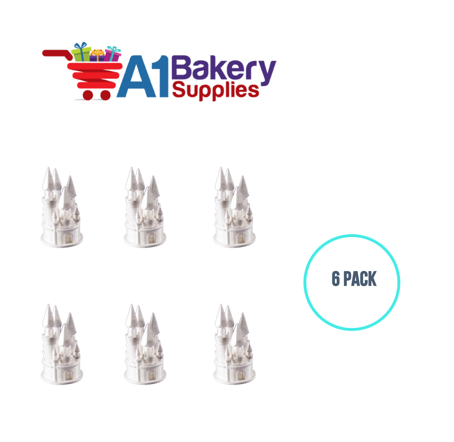 A1BakerySupplies Castle #8N (Fancy) 6 pack Wedding Accessories for Birthday Cake Decorations and Marriages