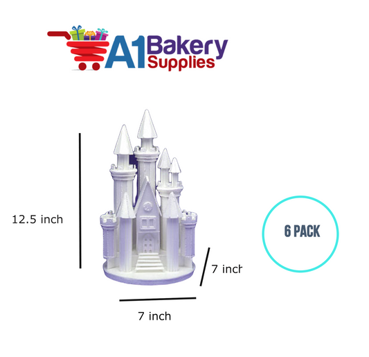 A1BakerySupplies Castle #9 w/Steps - White 6 pack Wedding Accessories for Birthday Cake Decorations and Marriages