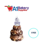 A1BakerySupplies Castle #9 w/Steps - White 6 pack Wedding Accessories for Birthday Cake Decorations and Marriages