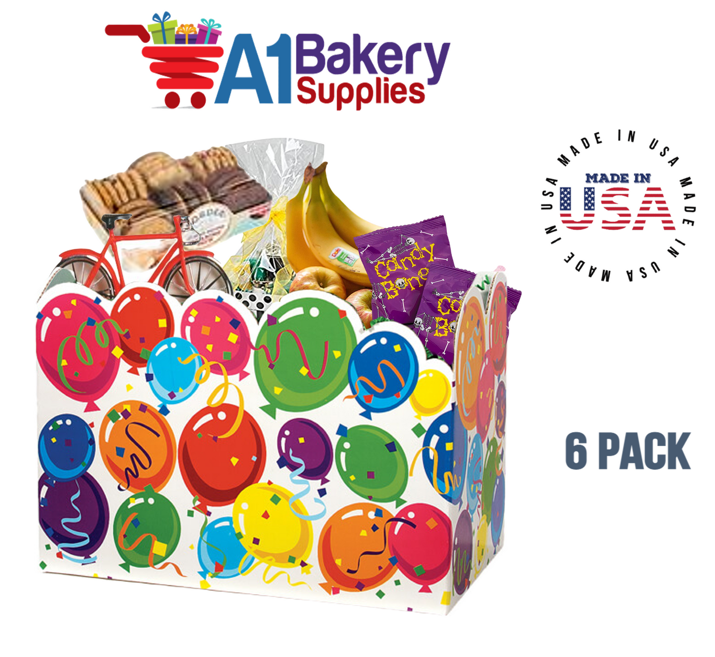 Celebrate Basket Box, Theme Gift Box, Large 10.25 (Length) x 6 (Width) x 7.5 (Height), 6 Pack