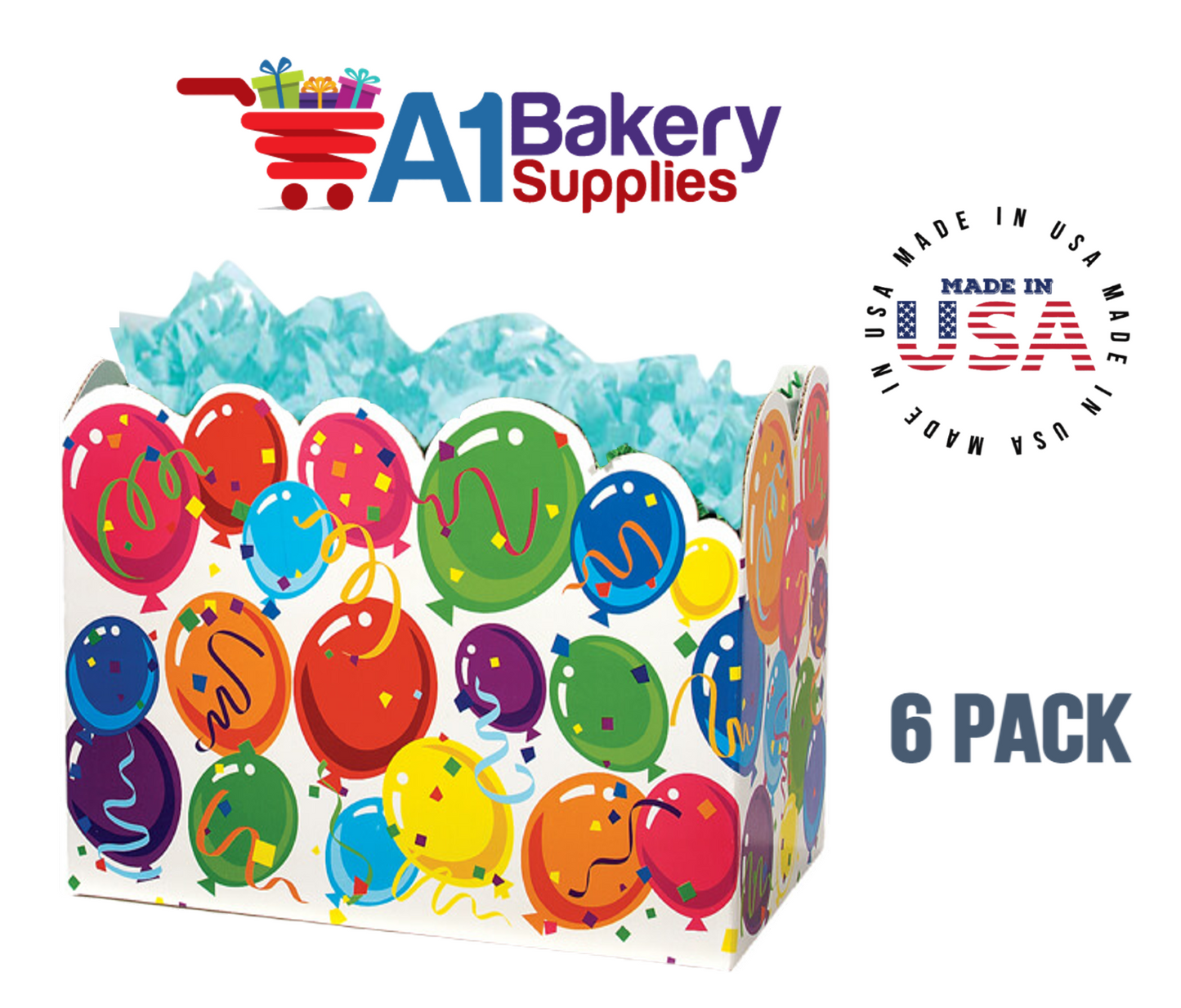 Celebrate Basket Box, Theme Gift Box, Large 10.25 (Length) x 6 (Width) x 7.5 (Height), 6 Pack