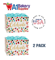 Celebrate Dots Basket Box, Theme Gift Box, Small 6.75 (Length) x 4 (Width) x 5 (Height), 2 Pack