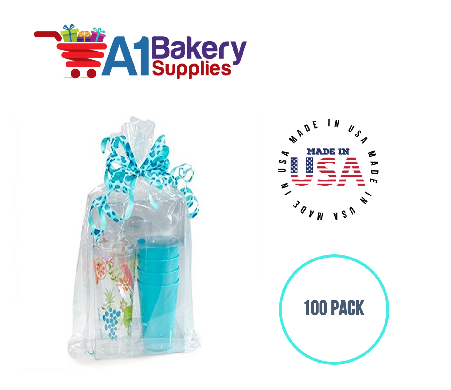 Gusset Basket Size 1.2 MIL BOPP Sealable Cellophane Gift Bags Bags for Gift Packing 5 x 2.5 x 11 Inch, 100 Pack