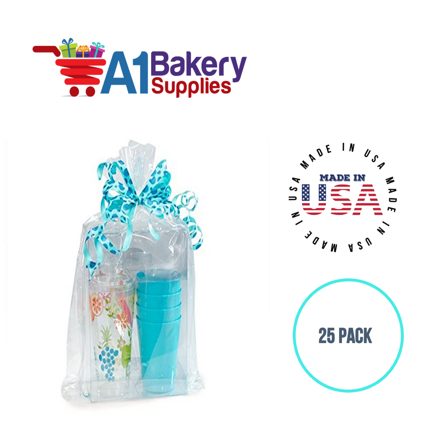 Gusset Basket Size 1.2 MIL BOPP Sealable Cellophane Gift Bags Bags for Gift Packing 5 x 2.5 x 11 Inch, 25 Pack