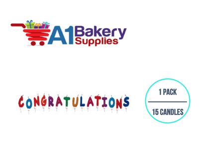 A1BakerySupplies Congratulations Message Candle Sets 1 pack for Birthday Cake Decorations and Anniversary