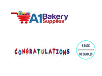 A1BakerySupplies Congratulations Message Candle Sets 6 pack for Birthday Cake Decorations and Anniversary