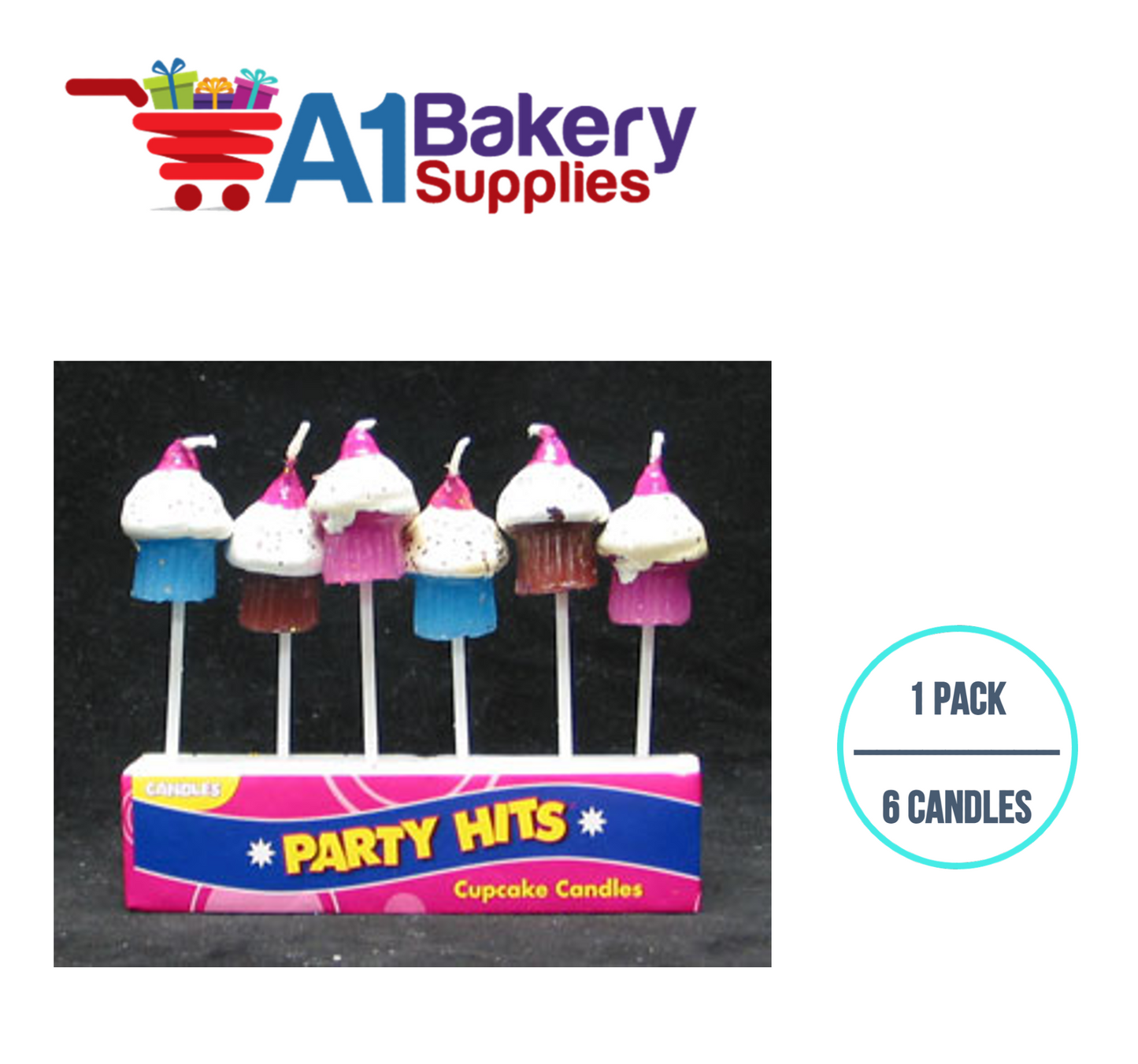A1BakerySupplies Cupcake Candle Sets 1 pack for Birthday Cake Decorations and Anniversary