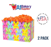 Easter Bunnies Basket Box, Theme Gift Box, Small 6.75 (Length) x 4 (Width) x 5 (Height), 2 Pack