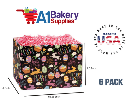 Easter Chalkboard Basket Box, Theme Gift Box, Large 10.25 (Length) x 6 (Width) x 7.5 (Height), 6 Pack