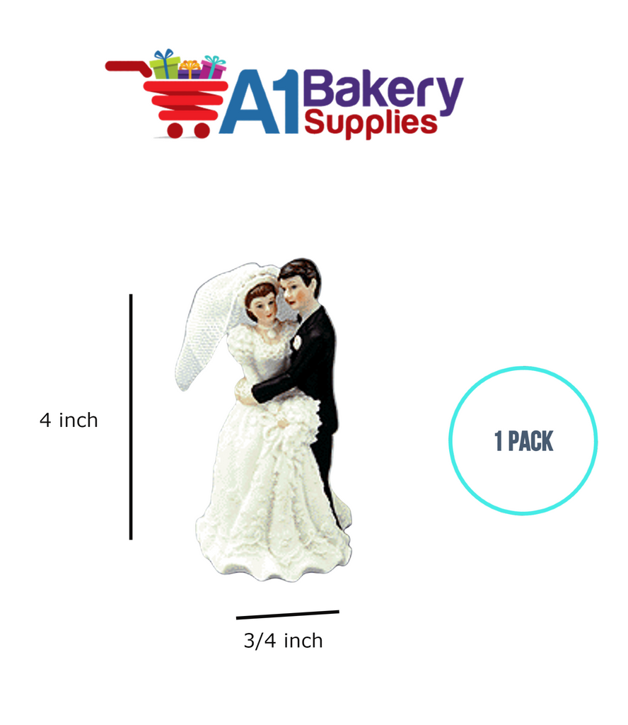 A1BakerySupplies Embracing Couple - 4-3/4" 1 pack Wedding Accessories for Birthday Cake Decorations and Marriages
